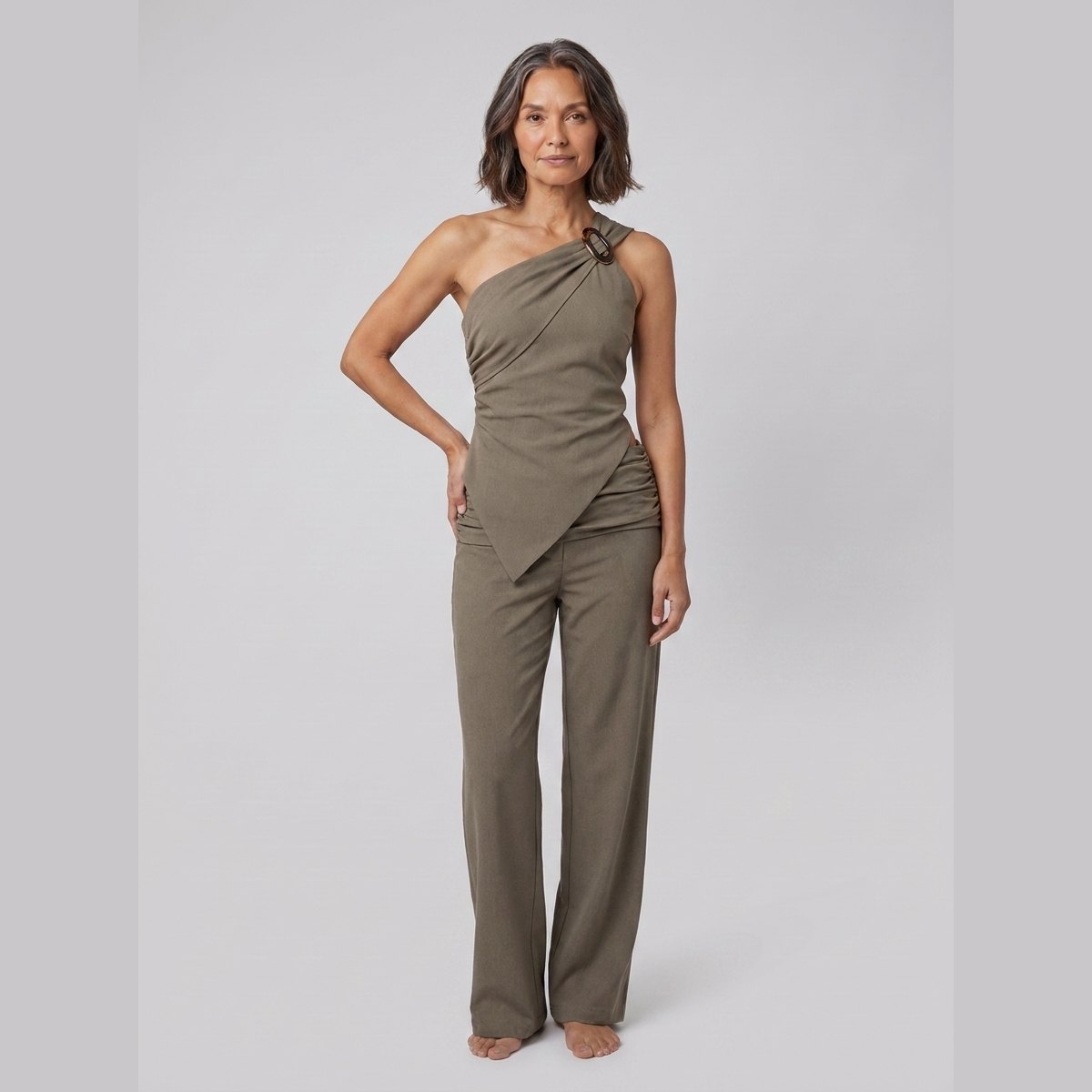 Wren One-Shoulder Top - Asymmetric Hem Woven Going Out Top for Stylish Events 1