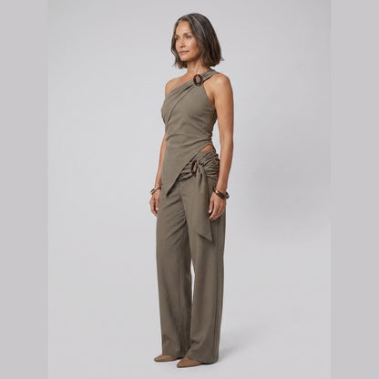 Wren One-Shoulder Top - Asymmetric Hem Woven Going Out Top for Stylish Events 2