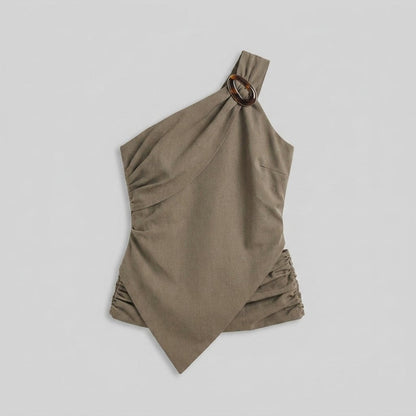 Wren One-Shoulder Top - Asymmetric Hem Woven Going Out Top for Stylish Events 4