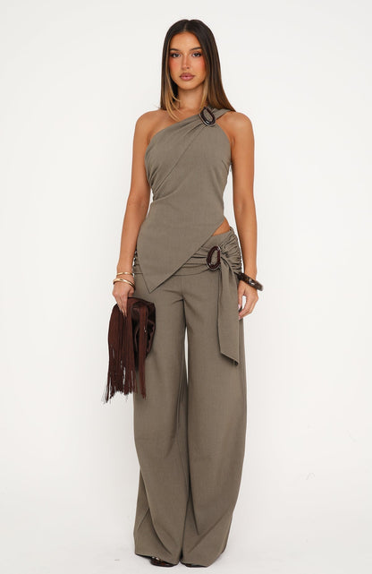 Wren Wildfire Lightweight Relaxed Straight-Leg Pants with Side Sash Detail 1