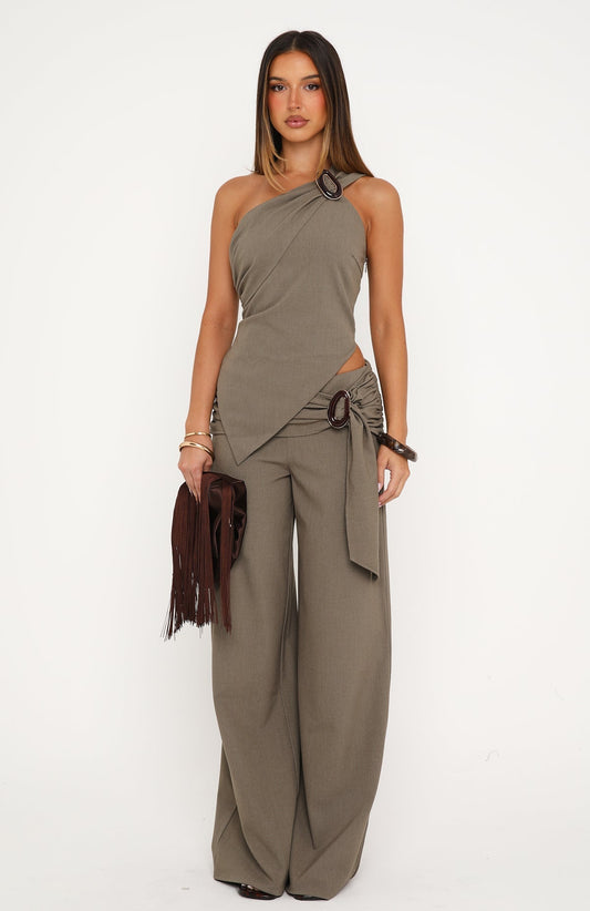 Wren Wildfire Lightweight Relaxed Straight-Leg Pants with Side Sash Detail 1