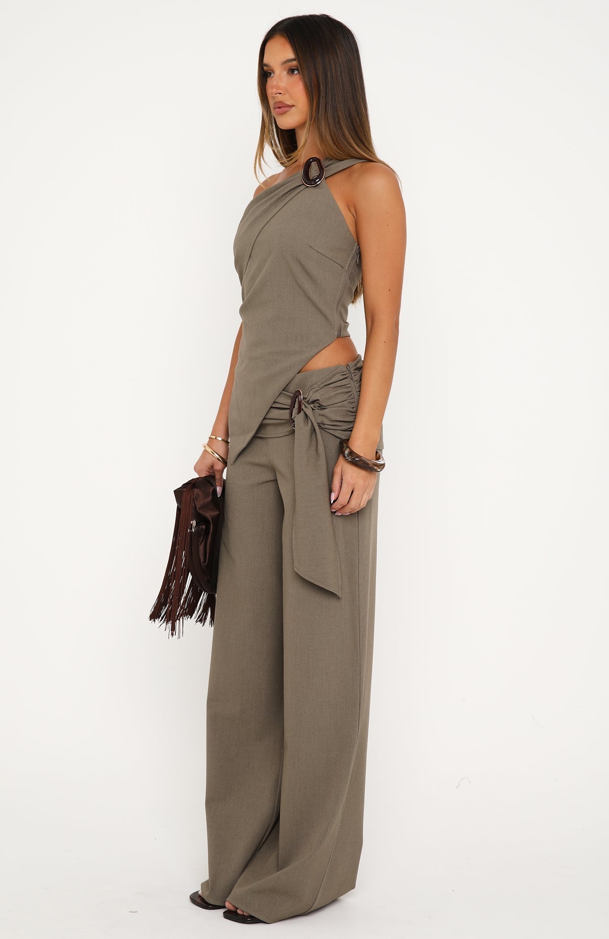 Wren Wildfire Lightweight Relaxed Straight-Leg Pants with Side Sash Detail 2