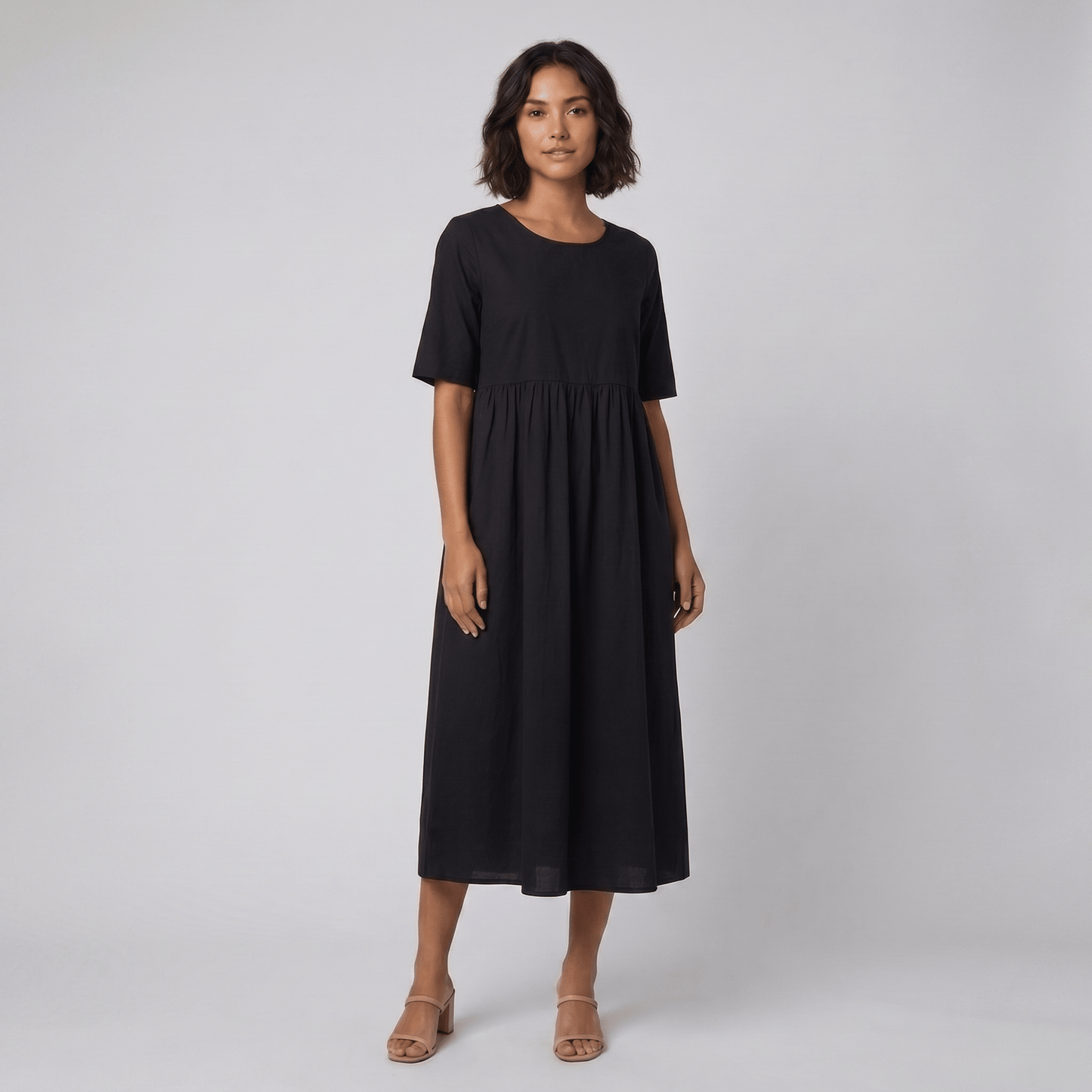 Ysoline - Summer Dresses for Women, Cotton Trapeze Silhouette with Lightweight Sleeves 1
