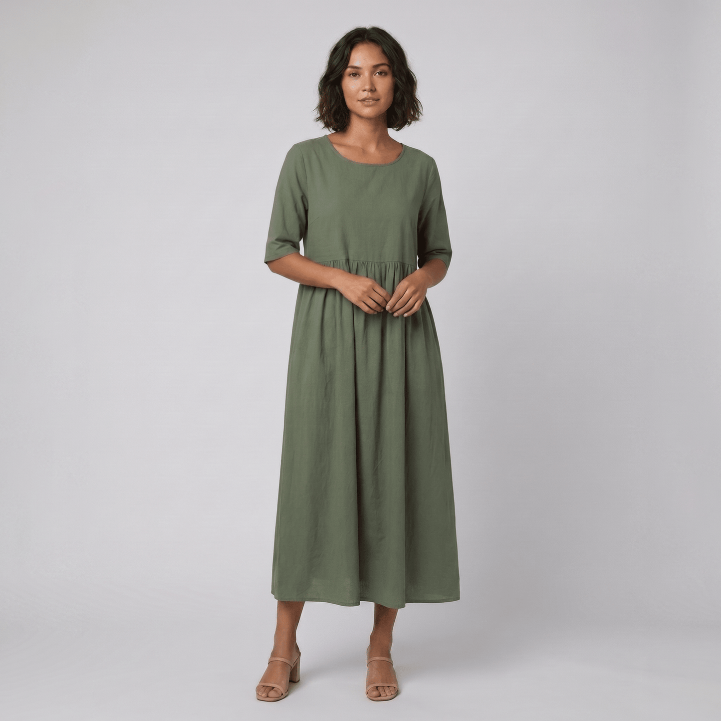 Ysoline - Summer Dresses for Women, Cotton Trapeze Silhouette with Lightweight Sleeves 3